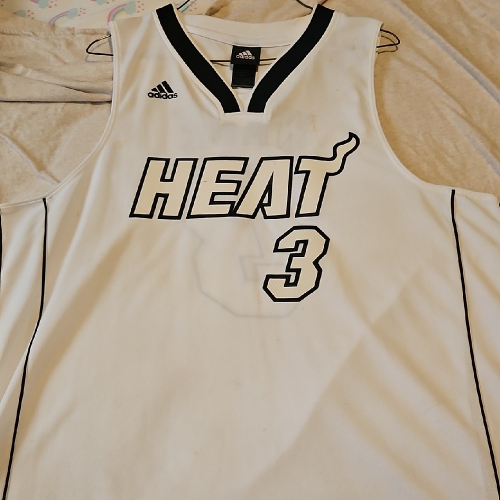 Dwayne Wade Heat, Adidas White Heat Basketball Jersey